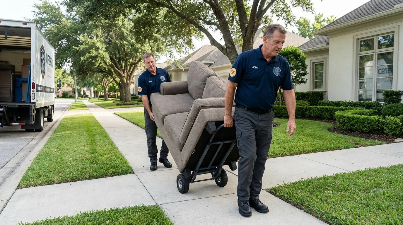 Local residential moving crew loading furniture in Houma, LA