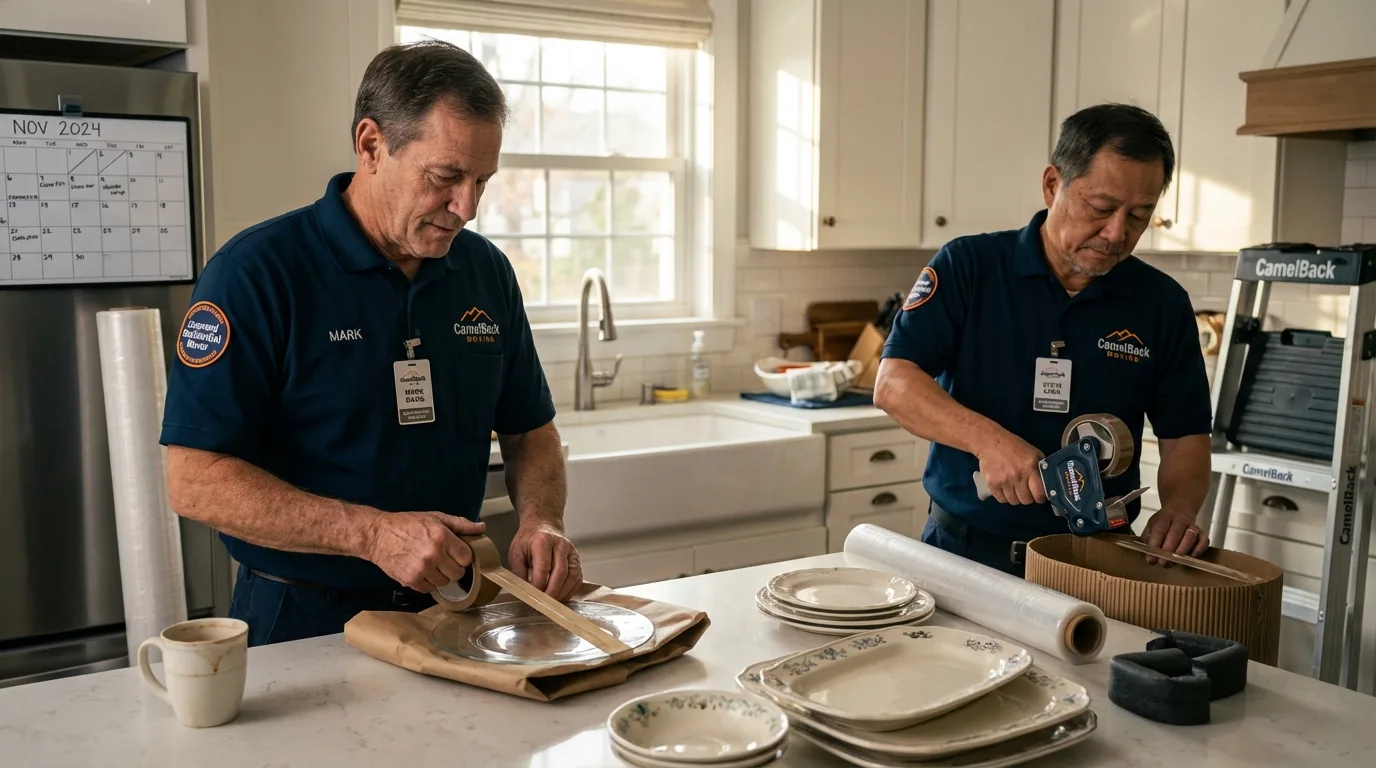 Professional crew packing kitchen dishware in Houma, LA